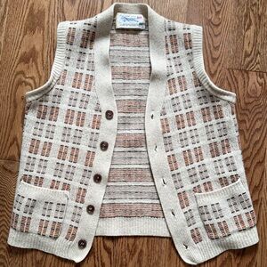 Pendleton 100% Pure Wood Cream and Brown Checkered Vest